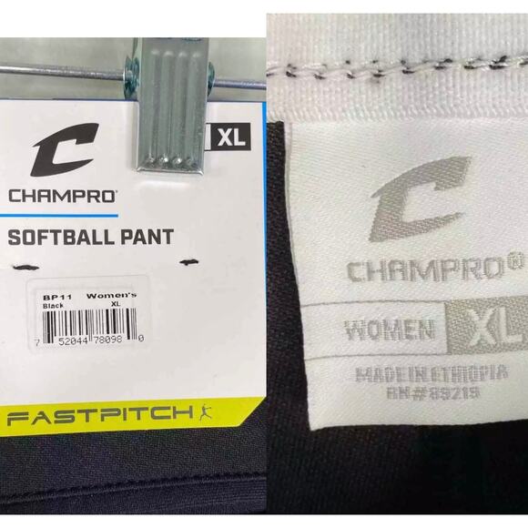Champro Softball Pants XL Black Fastpitch NWOT - Picture 6 of 14